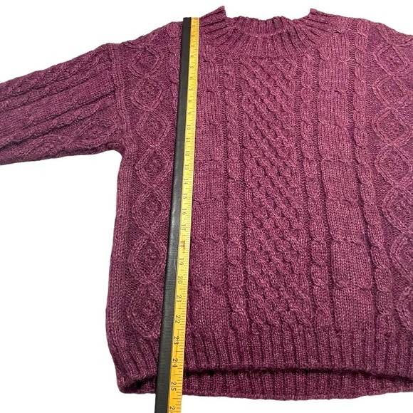 Vintage 90's Paris Sport Club Mohair Cable knit Sweater Berry Cottagecore SZ M - Picture 7 of 10
